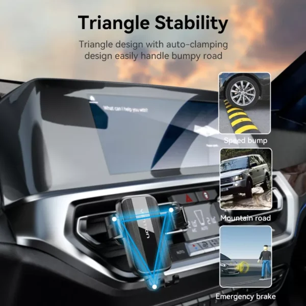 Universal Car Phone Holder for Samsung & More - Auto-Clamping Vent Mount - Image 3