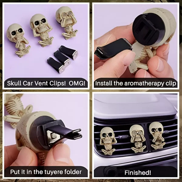 Skeleton Skull Car Air Freshener Vent Clip - Image 3