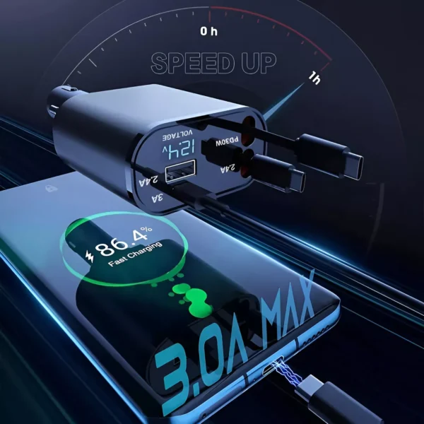4-in-1 Retractable Multi-Device Car Charger with Ultra-Fast Charging - Image 5