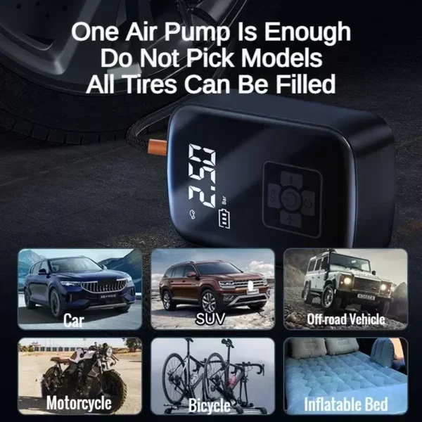 Portable Wireless Electric Tire Pump - Image 3