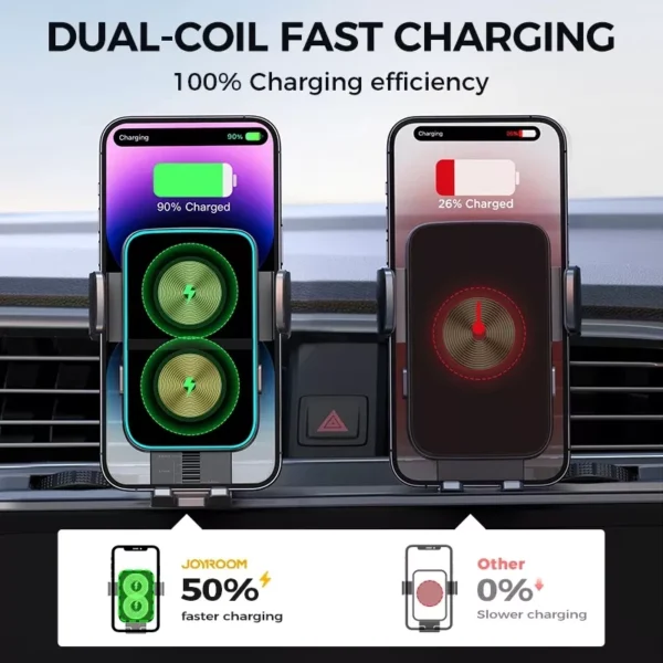 15W Dual Coil Wireless Car Charger Mount - Image 5
