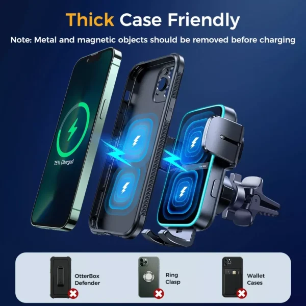 15W Dual Coil Wireless Car Charger Mount - Image 4