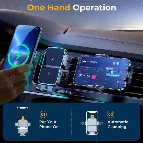 15W Dual Coil Wireless Car Charger Mount - Image 3