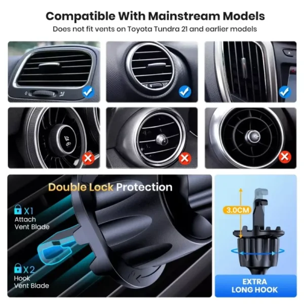 Auto Locking Car Phone Holder Mount for Samsung Galaxy with Hook Clip - Image 5