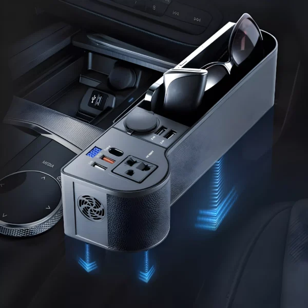USB Car Seat Gap Organizer with LED Display and 220V Power Adapter - Image 2