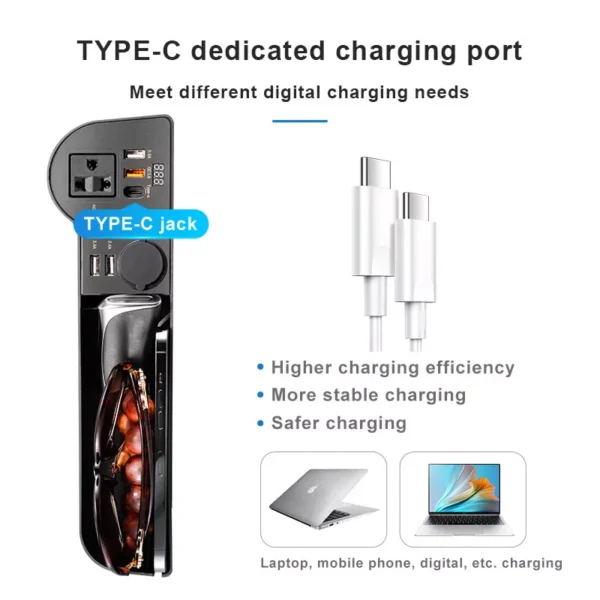 USB Car Seat Gap Organizer with LED Display and 220V Power Adapter - Image 4