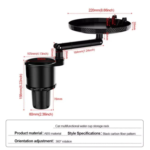 Portable Adjustable Car Cup Holder and Meal Tray with Expanded Table Design - Image 6