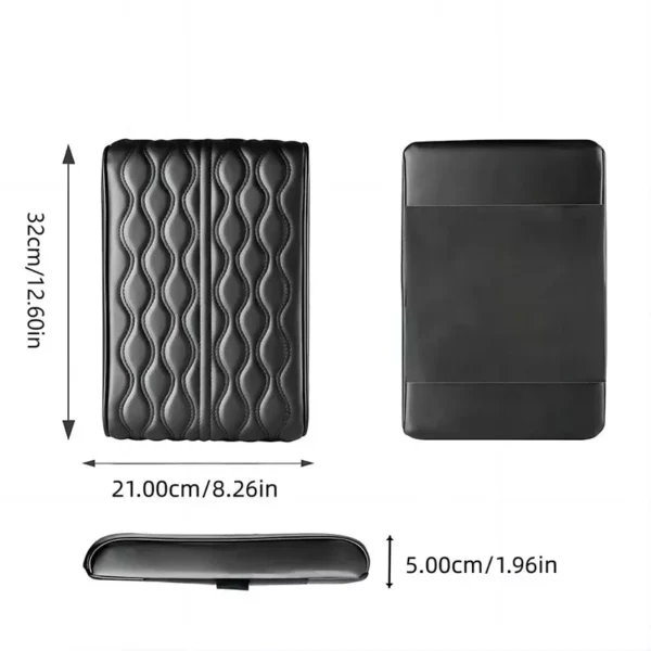 Wave Embroidered PU Leather Car Armrest Cushion - Image 4