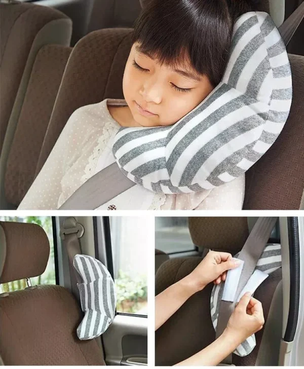 Kid's Car Seat Headrest & Neck Support - Sleep Cushion with Adjustable Belt Pad - Image 6